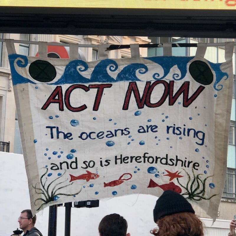 Activists participating in a sustainability awareness campaign during COVID-19.